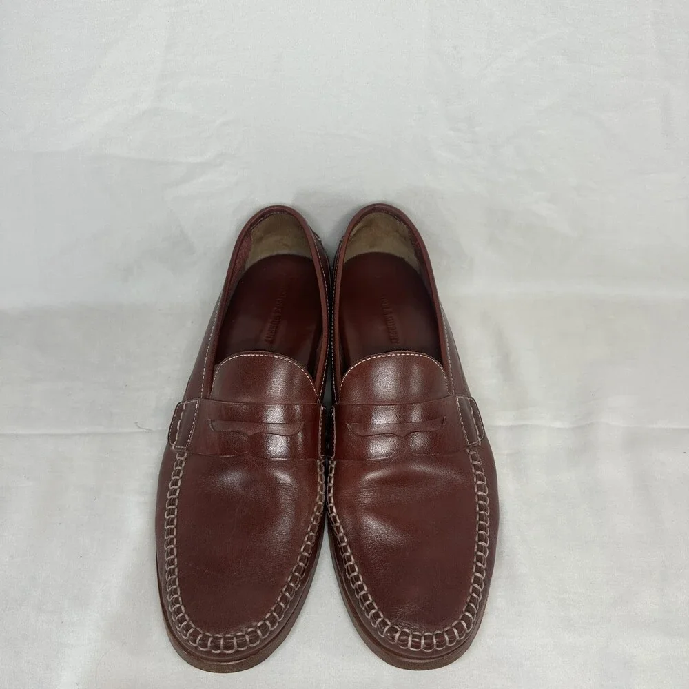 Johnston & Murphy Shoes Mens Size 9 Burgundy Penny Loafer Leather Slip On 3335